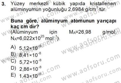 Genel Kimya 2 Dersi 2014 - 2015 Yılı (Final) Dönem Sonu Sınav Soruları 3. Soru
