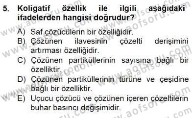 Genel Kimya 2 Dersi 2014 - 2015 Yılı (Final) Dönem Sonu Sınav Soruları 5. Soru