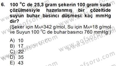 Genel Kimya 2 Dersi 2014 - 2015 Yılı (Final) Dönem Sonu Sınav Soruları 6. Soru