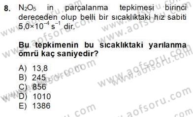 Genel Kimya 2 Dersi 2014 - 2015 Yılı (Final) Dönem Sonu Sınav Soruları 8. Soru