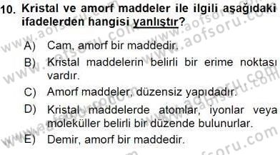 Genel Kimya 2 Dersi 2015 - 2016 Yılı (Vize) Ara Sınav Soruları 10. Soru