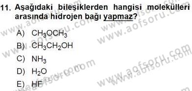 Genel Kimya 2 Dersi 2015 - 2016 Yılı (Vize) Ara Sınav Soruları 11. Soru