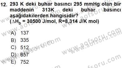 Genel Kimya 2 Dersi 2015 - 2016 Yılı (Vize) Ara Sınav Soruları 12. Soru
