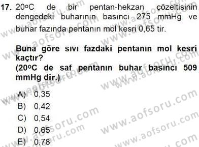 Genel Kimya 2 Dersi 2015 - 2016 Yılı (Vize) Ara Sınav Soruları 17. Soru
