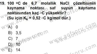 Genel Kimya 2 Dersi 2015 - 2016 Yılı (Vize) Ara Sınav Soruları 19. Soru