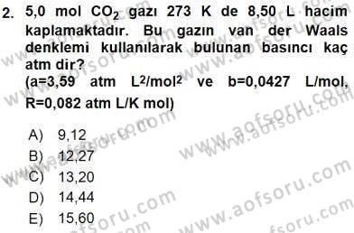 Genel Kimya 2 Dersi 2015 - 2016 Yılı (Vize) Ara Sınav Soruları 2. Soru