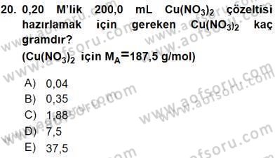 Genel Kimya 2 Dersi 2015 - 2016 Yılı (Vize) Ara Sınav Soruları 20. Soru