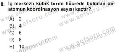 Genel Kimya 2 Dersi 2015 - 2016 Yılı (Vize) Ara Sınav Soruları 8. Soru