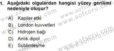 Genel Kimya 2 Dersi 2015 - 2016 Yılı (Final) Dönem Sonu Sınav Soruları 1. Soru