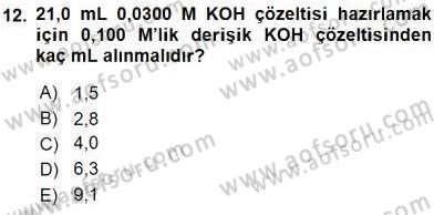Genel Kimya 2 Dersi 2015 - 2016 Yılı (Final) Dönem Sonu Sınav Soruları 12. Soru