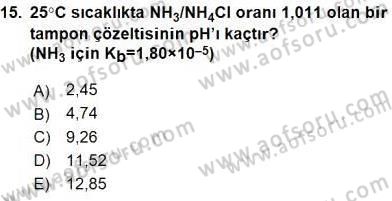 Genel Kimya 2 Dersi 2015 - 2016 Yılı (Final) Dönem Sonu Sınav Soruları 15. Soru