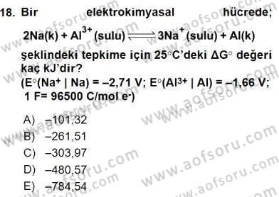 Genel Kimya 2 Dersi 2015 - 2016 Yılı (Final) Dönem Sonu Sınav Soruları 18. Soru