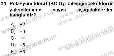 Genel Kimya 2 Dersi 2015 - 2016 Yılı (Final) Dönem Sonu Sınav Soruları 20. Soru