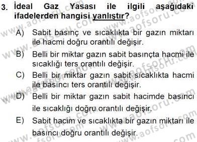 Genel Kimya 2 Dersi 2015 - 2016 Yılı (Final) Dönem Sonu Sınav Soruları 3. Soru