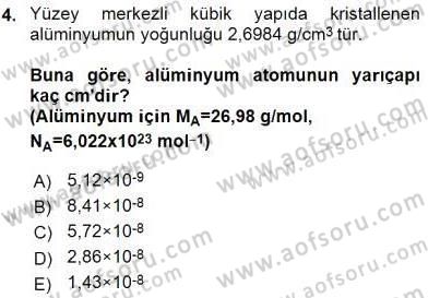 Genel Kimya 2 Dersi 2015 - 2016 Yılı (Final) Dönem Sonu Sınav Soruları 4. Soru