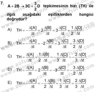 Genel Kimya 2 Dersi 2015 - 2016 Yılı (Final) Dönem Sonu Sınav Soruları 7. Soru