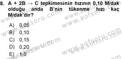 Genel Kimya 2 Dersi 2015 - 2016 Yılı (Final) Dönem Sonu Sınav Soruları 8. Soru