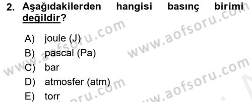 Genel Kimya 2 Dersi 2017 - 2018 Yılı 3 Ders Sınav Soruları 2. Soru
