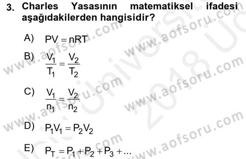 Genel Kimya 2 Dersi 2017 - 2018 Yılı 3 Ders Sınav Soruları 3. Soru