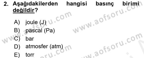 Genel Kimya 2 Dersi 2017 - 2018 Yılı (Vize) Ara Sınav Soruları 2. Soru