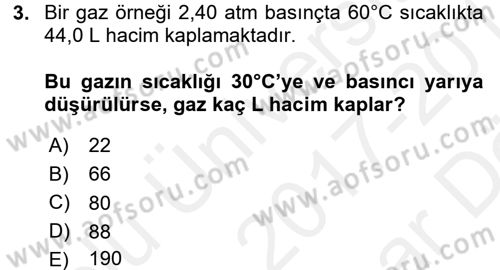 Genel Kimya 2 Dersi 2017 - 2018 Yılı (Vize) Ara Sınav Soruları 3. Soru