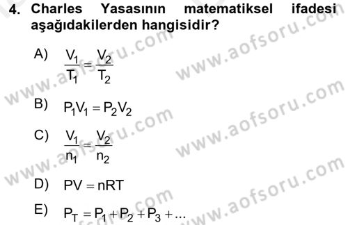 Genel Kimya 2 Dersi 2017 - 2018 Yılı (Vize) Ara Sınav Soruları 4. Soru