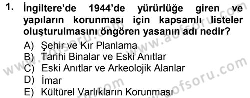 Kültürel Miras Mevzuatı Dersi 2012 - 2013 Yılı (Vize) Ara Sınav Soruları 1. Soru