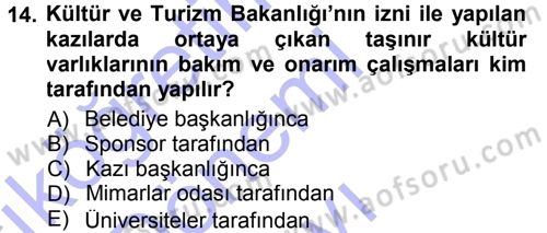 Kültürel Miras Mevzuatı Dersi 2012 - 2013 Yılı (Final) Dönem Sonu Sınav Soruları 14. Soru