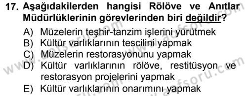 Kültürel Miras Mevzuatı Dersi 2012 - 2013 Yılı (Final) Dönem Sonu Sınav Soruları 17. Soru