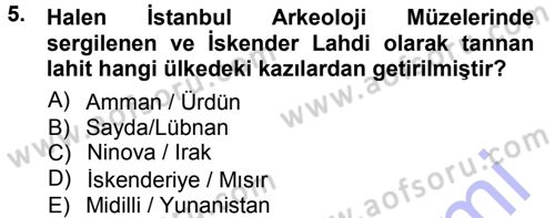 Kültürel Miras Mevzuatı Dersi 2012 - 2013 Yılı (Final) Dönem Sonu Sınav Soruları 5. Soru
