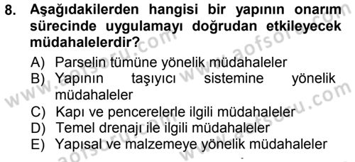 Kültürel Miras Mevzuatı Dersi 2012 - 2013 Yılı (Final) Dönem Sonu Sınav Soruları 8. Soru