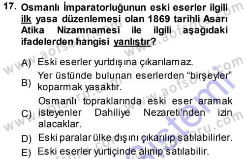 Kültürel Miras Mevzuatı Dersi 2013 - 2014 Yılı (Vize) Ara Sınav Soruları 17. Soru