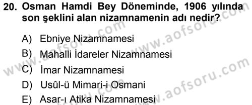 Kültürel Miras Mevzuatı Dersi 2013 - 2014 Yılı (Vize) Ara Sınav Soruları 20. Soru