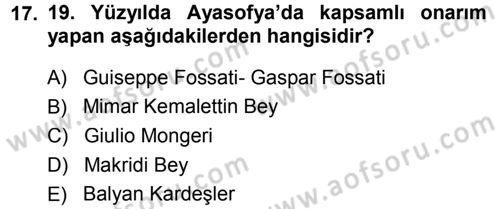 Kültürel Miras Mevzuatı Dersi 2013 - 2014 Yılı (Final) Dönem Sonu Sınav Soruları 17. Soru