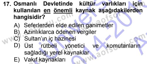 Kültürel Miras Mevzuatı Dersi 2014 - 2015 Yılı (Vize) Ara Sınav Soruları 17. Soru
