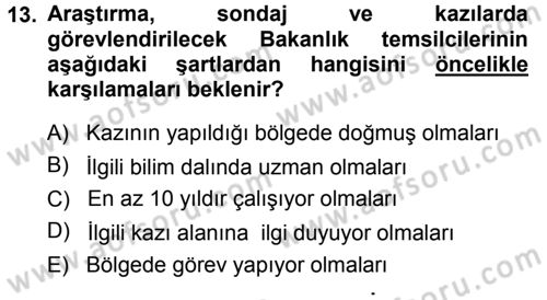 Kültürel Miras Mevzuatı Dersi 2014 - 2015 Yılı (Final) Dönem Sonu Sınav Soruları 13. Soru