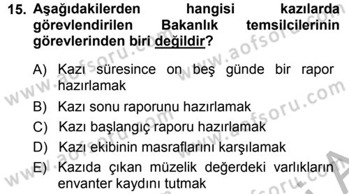 Kültürel Miras Mevzuatı Dersi 2014 - 2015 Yılı (Final) Dönem Sonu Sınav Soruları 15. Soru