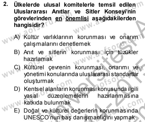 Kültürel Miras Mevzuatı Dersi 2014 - 2015 Yılı (Final) Dönem Sonu Sınav Soruları 2. Soru