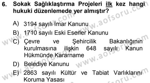 Kültürel Miras Mevzuatı Dersi 2014 - 2015 Yılı (Final) Dönem Sonu Sınav Soruları 6. Soru