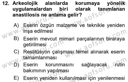 Kültürel Miras Mevzuatı Dersi 2015 - 2016 Yılı (Vize) Ara Sınav Soruları 12. Soru