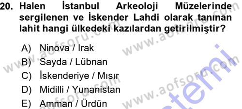 Kültürel Miras Mevzuatı Dersi 2015 - 2016 Yılı (Vize) Ara Sınav Soruları 20. Soru