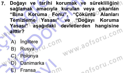 Kültürel Miras Mevzuatı Dersi 2015 - 2016 Yılı (Vize) Ara Sınav Soruları 7. Soru