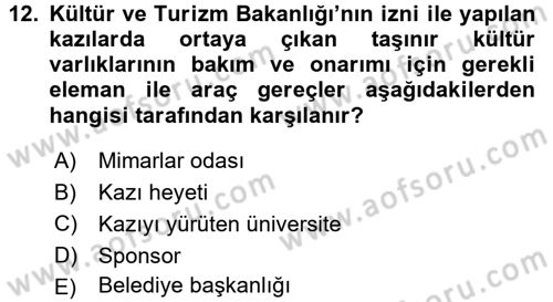 Kültürel Miras Mevzuatı Dersi 2015 - 2016 Yılı (Final) Dönem Sonu Sınav Soruları 12. Soru