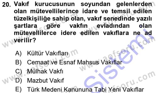 Kültürel Miras Mevzuatı Dersi 2015 - 2016 Yılı (Final) Dönem Sonu Sınav Soruları 20. Soru