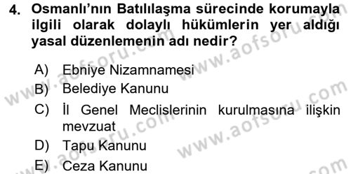 Kültürel Miras Mevzuatı Dersi 2015 - 2016 Yılı (Final) Dönem Sonu Sınav Soruları 4. Soru