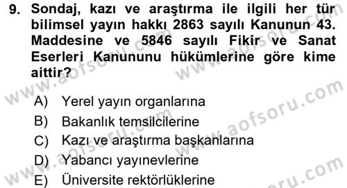 Kültürel Miras Mevzuatı Dersi 2015 - 2016 Yılı (Final) Dönem Sonu Sınav Soruları 9. Soru