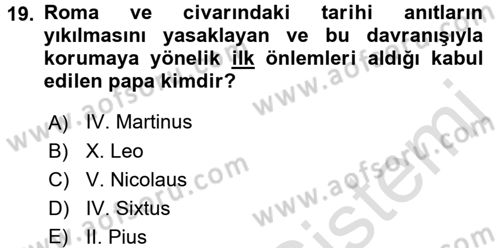 Kültürel Miras Mevzuatı Dersi 2016 - 2017 Yılı (Vize) Ara Sınav Soruları 19. Soru