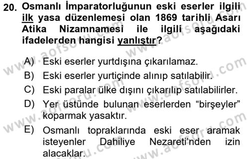 Kültürel Miras Mevzuatı Dersi 2016 - 2017 Yılı (Vize) Ara Sınav Soruları 20. Soru