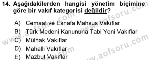 Kültürel Miras Mevzuatı Dersi 2016 - 2017 Yılı (Final) Dönem Sonu Sınav Soruları 14. Soru