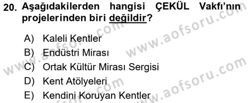 Kültürel Miras Mevzuatı Dersi 2016 - 2017 Yılı (Final) Dönem Sonu Sınav Soruları 20. Soru